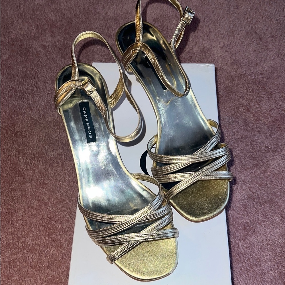 Caparros Gold Strappy Heels - Picture 2 of 7
